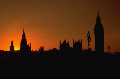 Houses of Parliament in the sunset